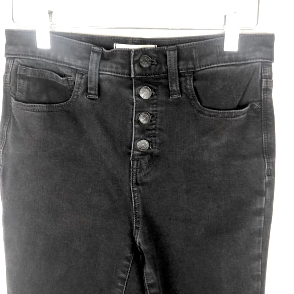 Madewell 10" High Rise Jeans Faded Black Exposed Button Fly Raw Hem Denim 26 - Picture 5 of 13
